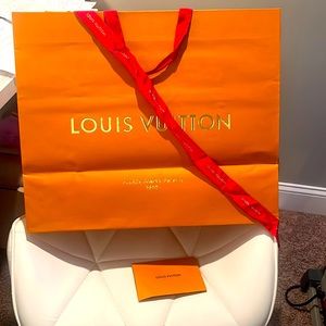 Authentic Louis Vuitton shopping bag embossed ribbon and receipt holder